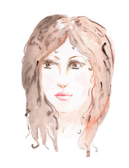 portrait of pretty girl. watercolor painting
