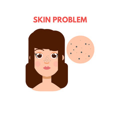 Woman with skin problem. Vector illustration