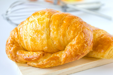 Homemade breads or bun on white background, croissant puff , breakfast food