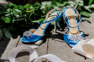 Naklejka premium blue heels with diamonds