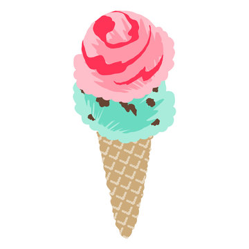 vector illustration of an ice cream with simple touch