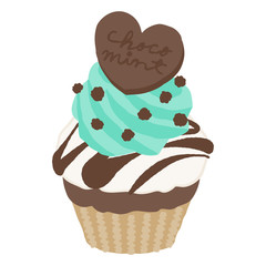 vector illustration of a cupcake with simple touch