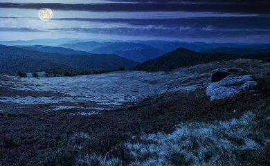 Foto op Plexiglas huge boulders on the edge of hillside at night © Pellinni