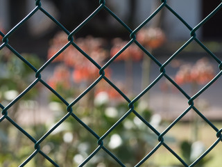Close up diamond mesh fence