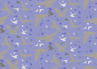 Vector, abstract seamless background, silhouette of birds