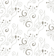 Vector, abstract seamless floral pattern on a white background