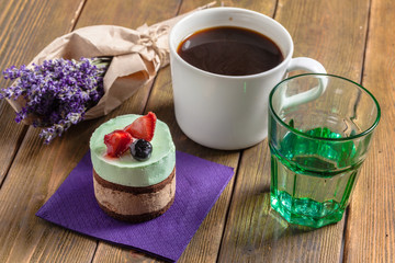 Cup of coffee with cake