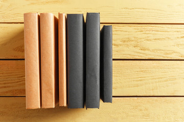 Books on the old Wooden table