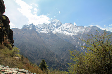 Fototapeta premium Shot from the Everest Basecamp trail in Nepal