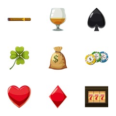 Big jackpot icons set, cartoon style