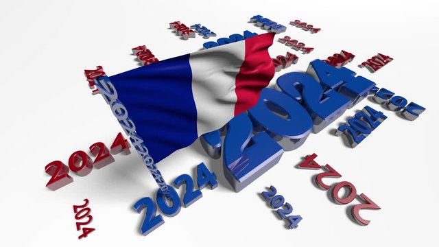 2024 Designs with France Flag in the Wind and a white background