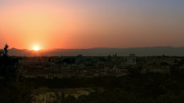panoramic view of historic center timelapse of Rome, Italy