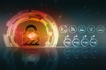 2d illustration Safety concept: Closed Padlock on digital background