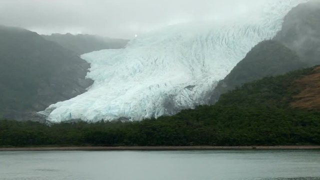 Massive glacier on Beagle Channel in Patagonia, South America