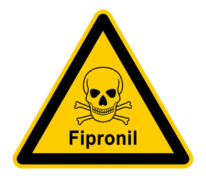 wso284 WarnSchildOrange - german - warnzeichen:  Fipronil / Insektizid / Sch&auml;del - Totenkopf - english - warning sign / hazardous pesticides in use / skull and bones - xxl g5346