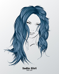 Fashion Style. Sketch. Beauty girl face on a white background