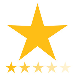 Isolated gold and yellow star icons in set, ranking mark