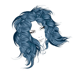 Fashion Style. Sketch. Beauty girl face on a white background