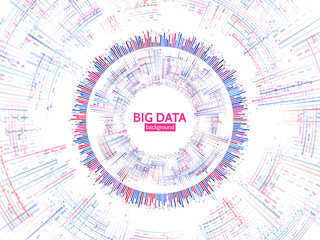 Visual data stream information. Abstract data conection structure. Futuristic information complexity. Big data visualization. Vector illustration eps 10