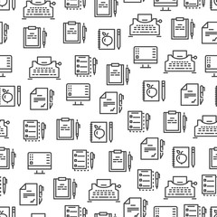 Writing tools line seamless pattern - creative background design