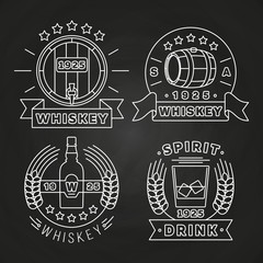 Fototapeta na wymiar Whiskey and drink labels collection on chalkboard