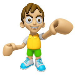 3D Child Mascot is the strike with one's fist. Work and Job Character Design Series 2.
