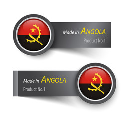 Flag icon and label with text made in Angola