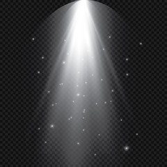 White beam lights set of different shapes and projections gleaming in the darkness banner abstract vector illustration