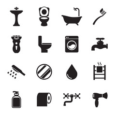 Bathroom icon set - obrazy, fototapety, plakaty