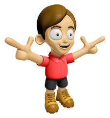 3D Man Mascot is fighting gestures. Work and Job Character Design Series 2.