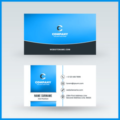 Double-sided horizontal business card template. Vector mockup illustration. Stationery design