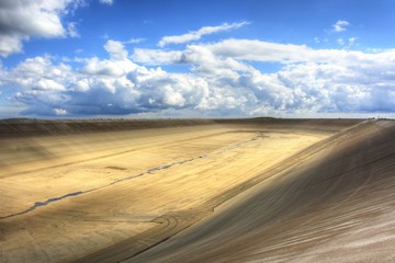 Empty upper dam of the pumping hydroelectric power plant in the Czech Republic