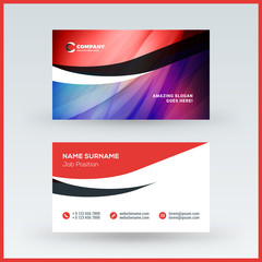 Double-sided horizontal business card template. Vector mockup illustration. Stationery design