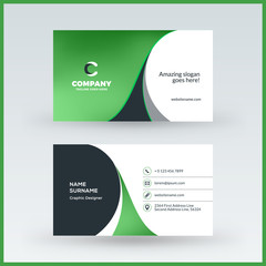 Double-sided horizontal business card template. Vector mockup illustration. Stationery design