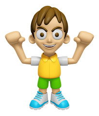 3D Child Mascot is fighting gestures. Work and Job Character Design Series 2.