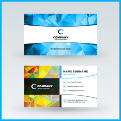 Fototapeta premium Double-sided horizontal business card template. Vector mockup illustration. Stationery design