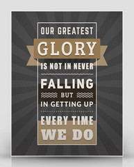 Vintage inspirational and motivational quote typographic poster. Black and brown colors with textured background. Vector quote poster mockup template