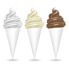 Realistic Detailed Ice Cream Set . Vector