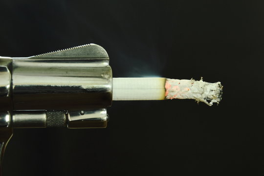 cigarette fire in gun muzzle compared smoking can kills