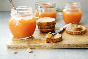 Toast with apricot or peach jam