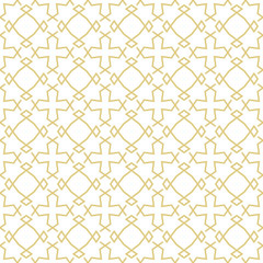 Oriental style design with crosses and stars in gold. Seamless vector pattern