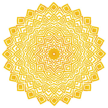 Sunny Yellow Mandala, Vector Illustration