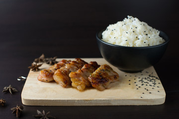 Rice with grilled pork