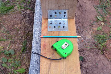New rural house foundation with building measure tool