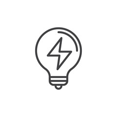 Fototapeta premium Electric light bulb line icon, outline vector sign, linear style pictogram isolated on white. Symbol, logo illustration. Editable stroke. Pixel perfect vector graphics