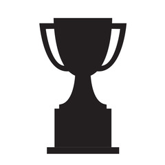 Trophy cup or Trophy Cup simple winner symbol or Champion trophy with vector design flat Icon - Black and White concept