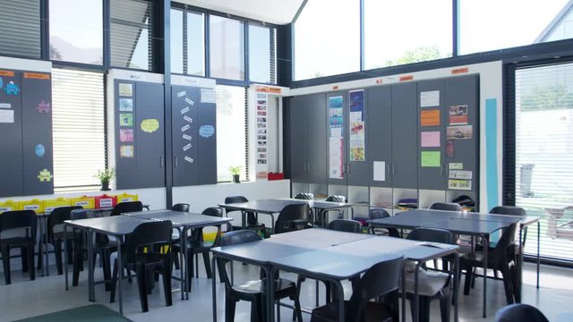 Empty classroom in a modern high school