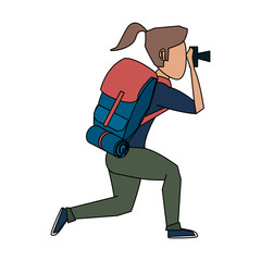 female tourist with backpack avatar icon image