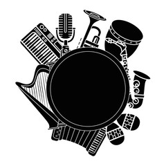 Music instrument emblem label