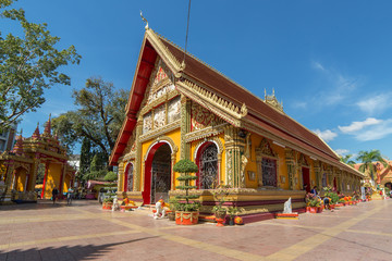 Vientiane, Laos - January 18, 2017: Wat Si Muang, Buddhist temple in Vientiane, Laos